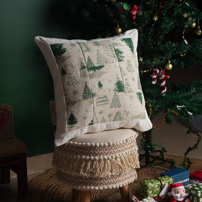 Snowlyn Patch Pillow Cover | Textured Holiday Pillow | Decorative Throw Cushion