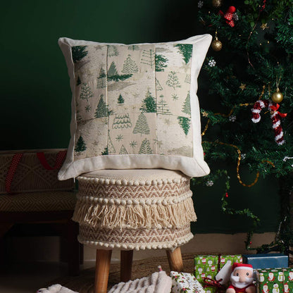 Snowlyn Patch Pillow Cover | Textured Holiday Pillow | Decorative Throw Cushion