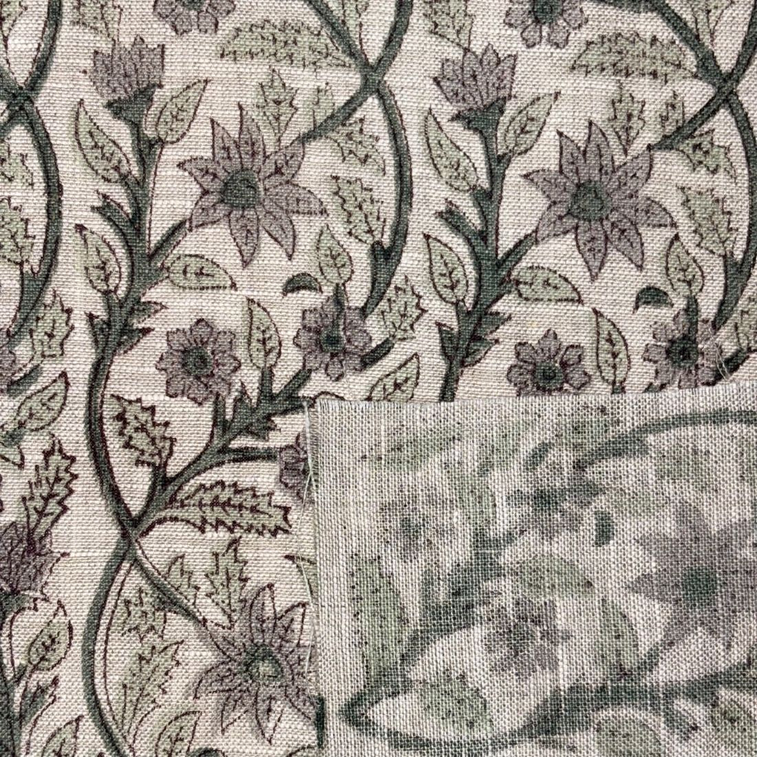 Amrah Linen 58" Block-Printed Jaal Upholstery Fabric