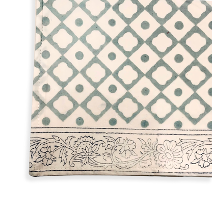 Jashn Blue Floral Block Print Cotton Table Linen Set