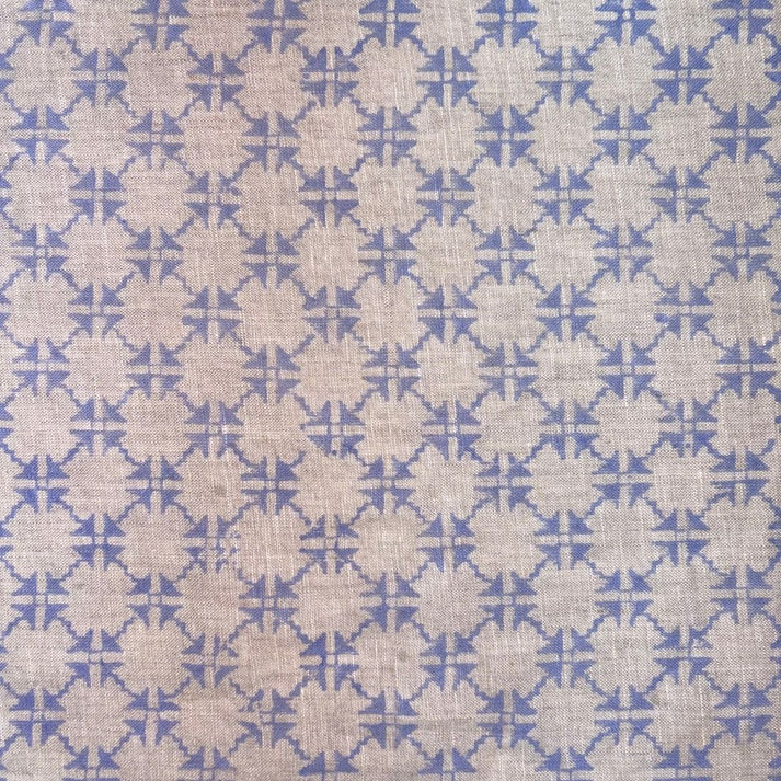 Naina Linen 58" Block-Printed Geometric Upholstery Fabric