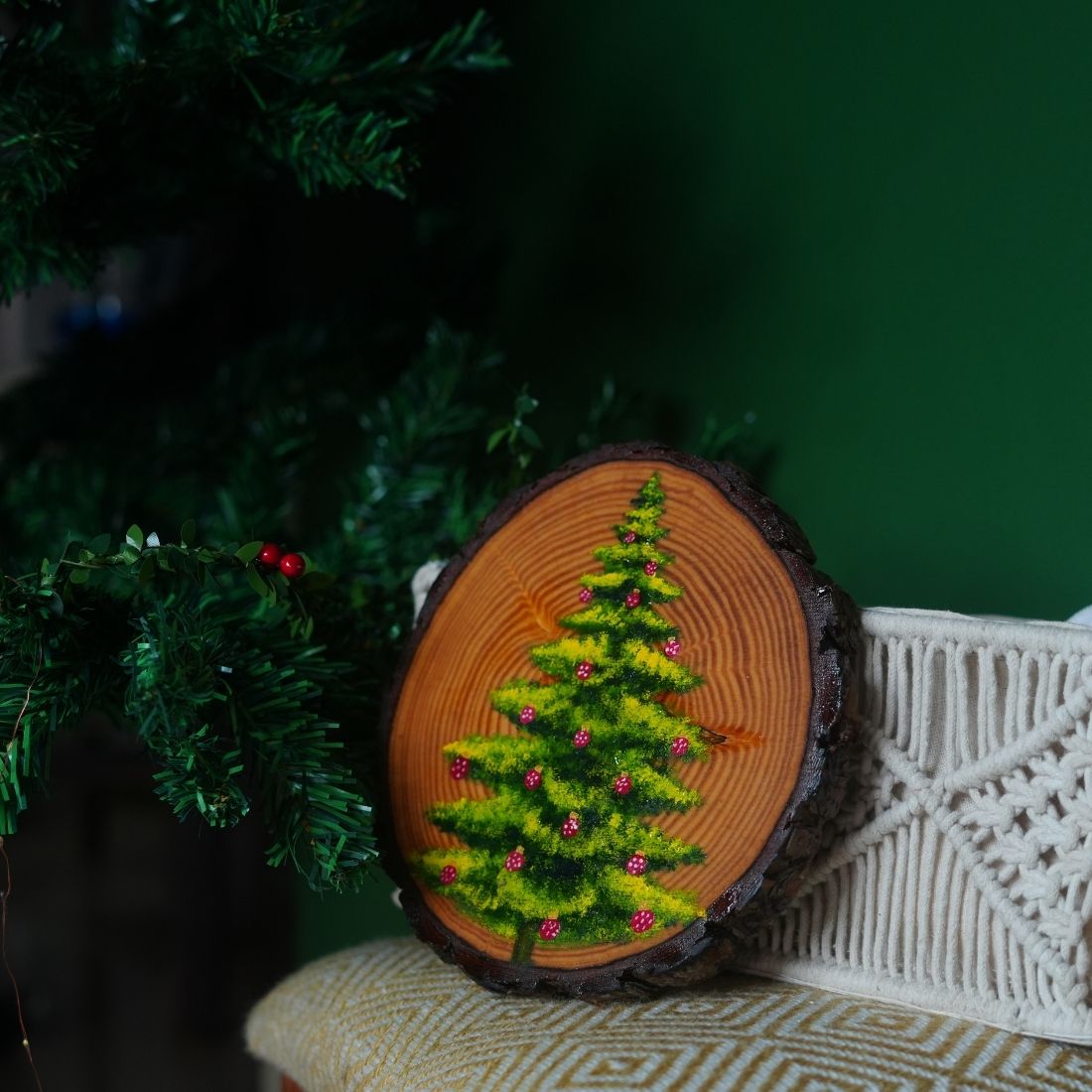 Hand Painted Wooden Christmas Tree Wall Decor