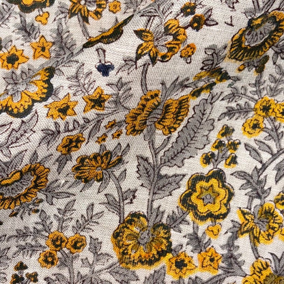 Hayat Block Printed Linen Fabric | Upholstery & Home Décor Fabric