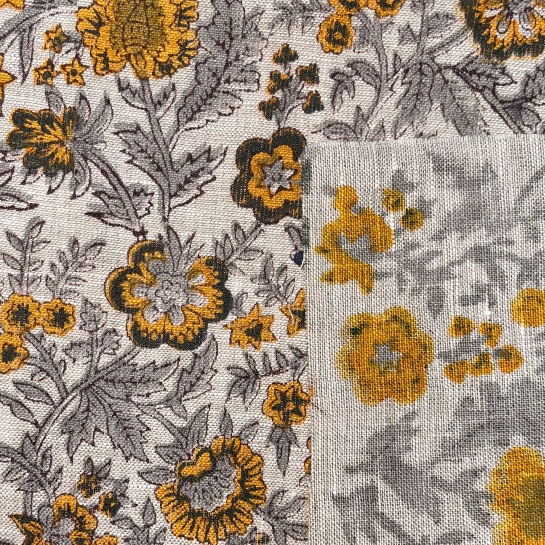 Hayat Block Printed Linen Fabric | Upholstery & Home Décor Fabric