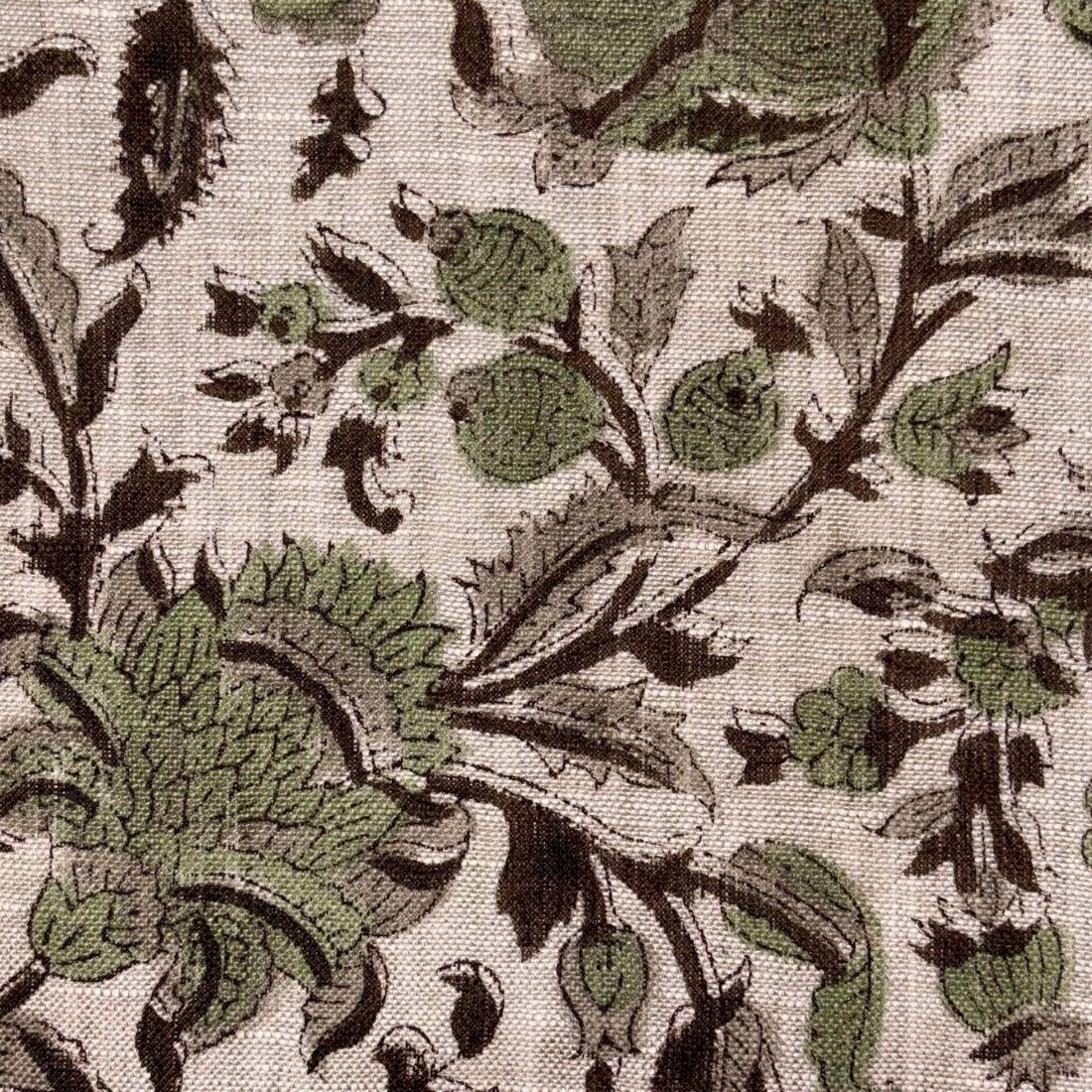 Basanti Block Print Linen Fabric