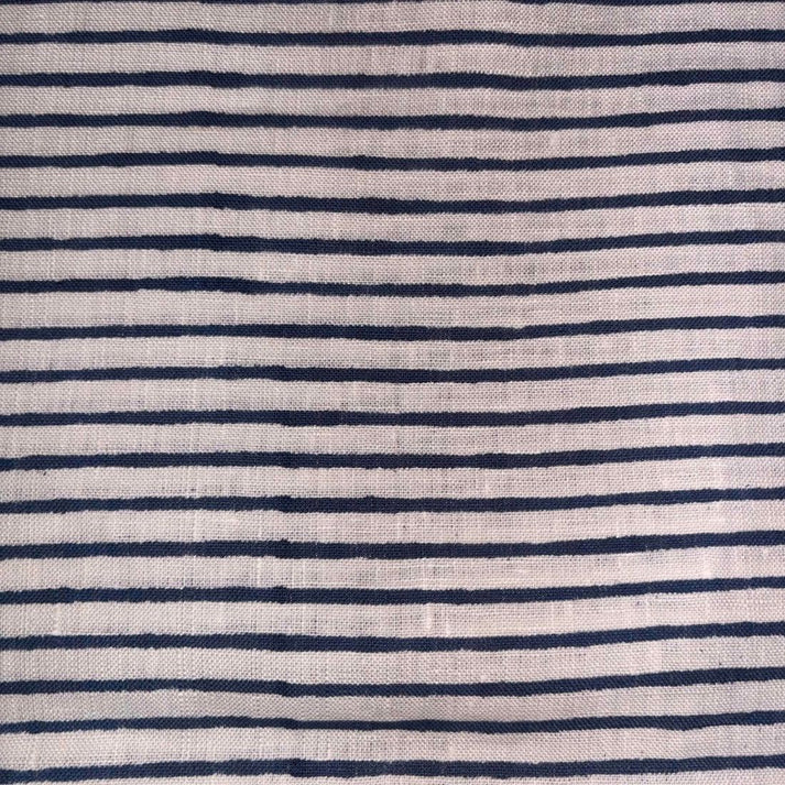 Aastha Linen 58" Block-Printed Stripe Upholstery Fabric