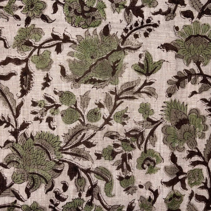 Basanti Block Print Linen Fabric