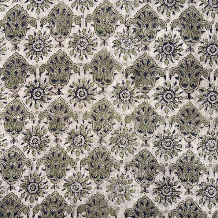 Bhini Linen 58" Block-Printed Buta Upholstery Fabric