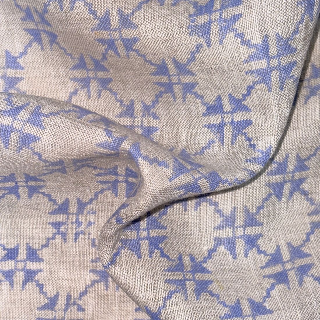 Naina Block Printed Linen Fabric | Upholstery & Home Décor Fabric
