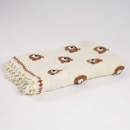 Crochet Bear Face Baby Blanket