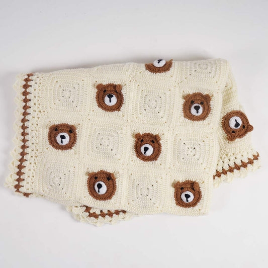 Crochet Bear Face Baby Blanket