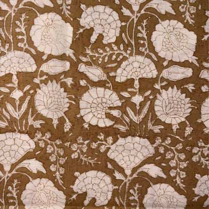 Floral pattern on fabric with beige flowers on a beige background