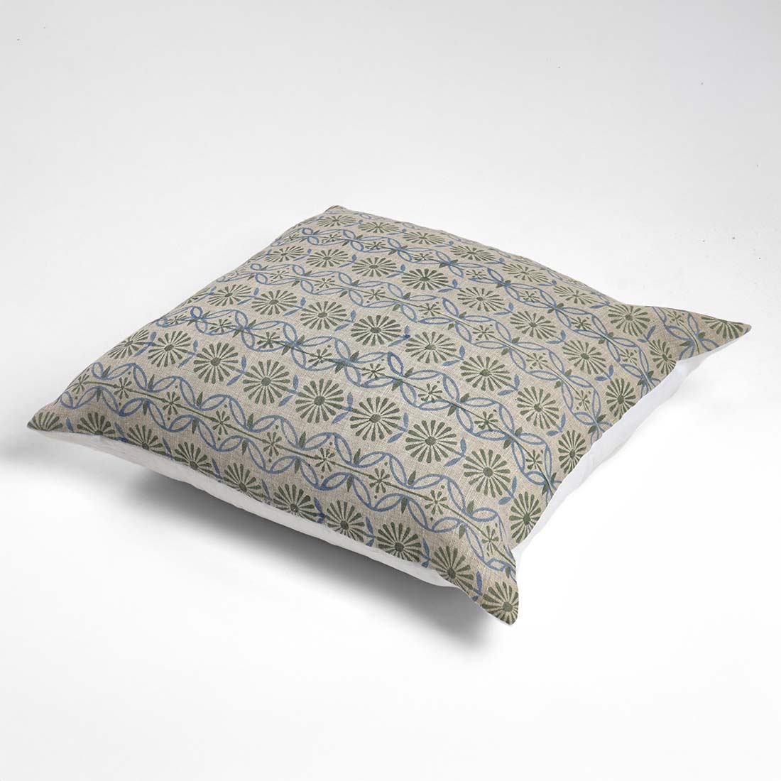 Decorative pillow with a geometric pattern on a white background
