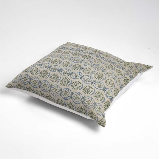Decorative pillow with a geometric pattern on a white background