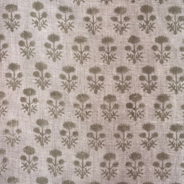 Baali Linen 58" Block-Printed Buta Upholstery Fabric