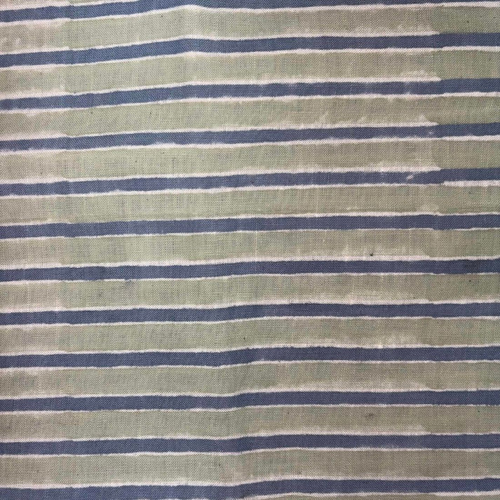 Aastha Linen 58" Block-Printed Stripe Upholstery Fabric