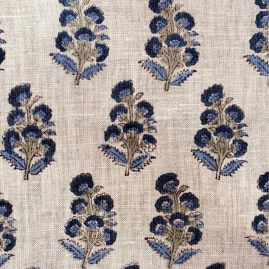 Hunar Block Printed Linen Fabric | Upholstery & Home Décor Fabric