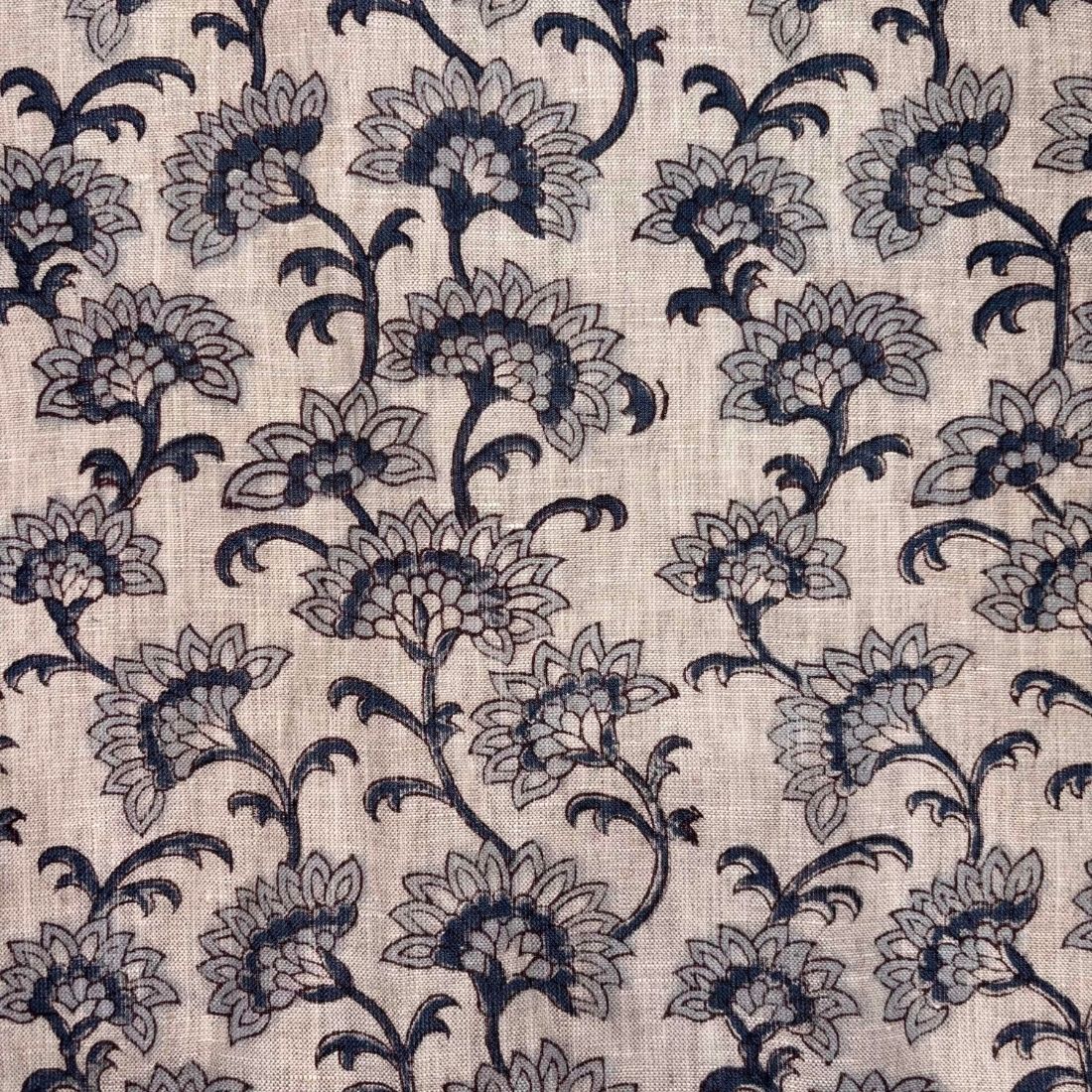 Kamal Block Print Linen Fabric