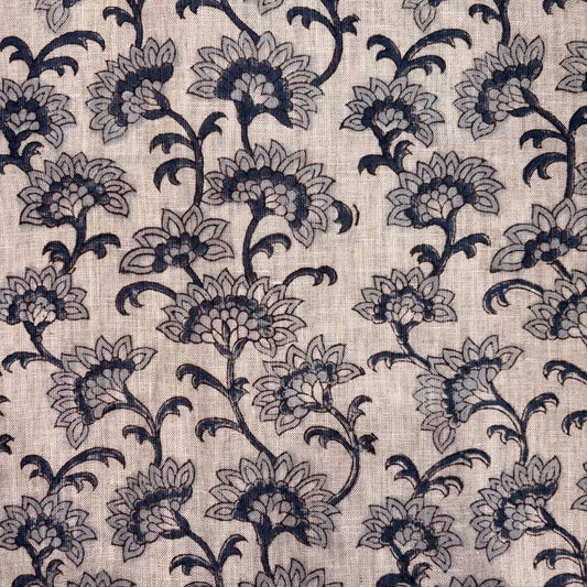 Kamal Block Print Linen Fabric