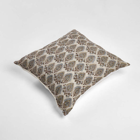 Rosy Linen Block Printed Pillow Cover