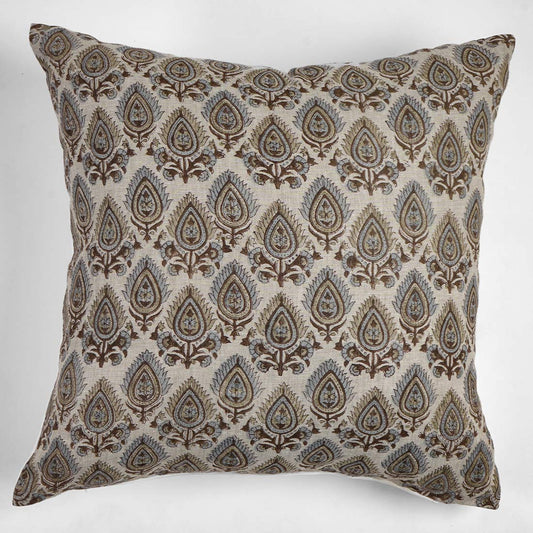 Rosy Linen Block Printed Pillow Cover