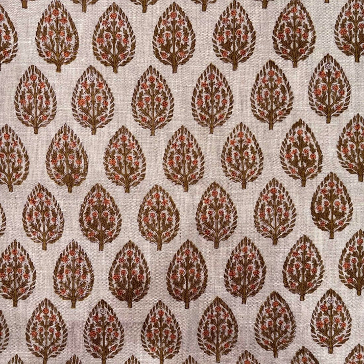 Surajmukhi Linen 58" Block-Printed Buta Upholstery Fabric