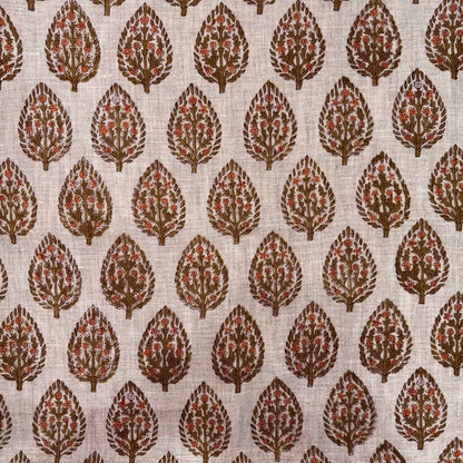 Surajmukhi Linen 58" Block-Printed Buta Upholstery Fabric