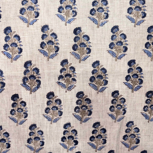 Hunar Block Printed Linen Fabric | Upholstery & Home Décor Fabric