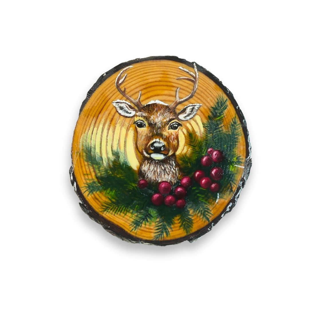 Hand Painted Wooden Christmas Deer Wall Decor