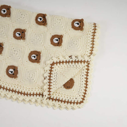 Crochet Bear Face Baby Blanket
