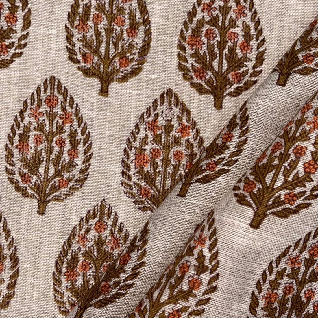 Surajmukhi Block Print Linen Fabric