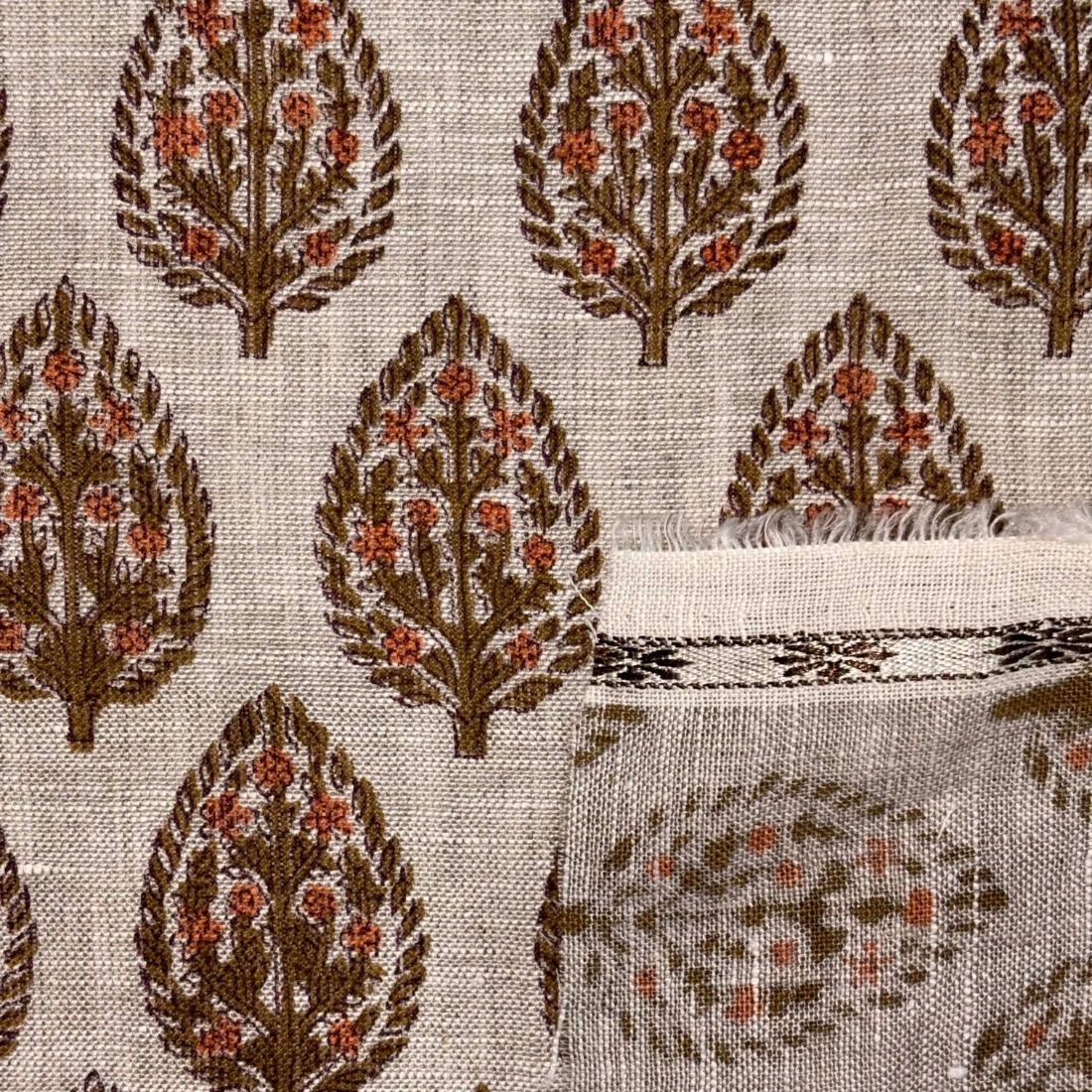 Surajmukhi Block Print Linen Fabric