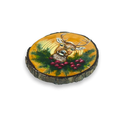 Hand Painted Wooden Christmas Deer Wall Decor