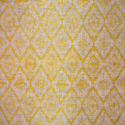 Hivra Linen 58" Block-Printed Geometric Upholstery Fabric