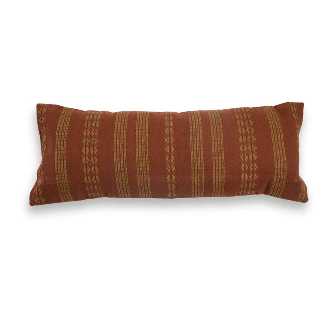 Brown patterned pillow on a white background