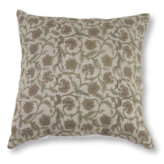 Decorative pillow with floral pattern on a white background