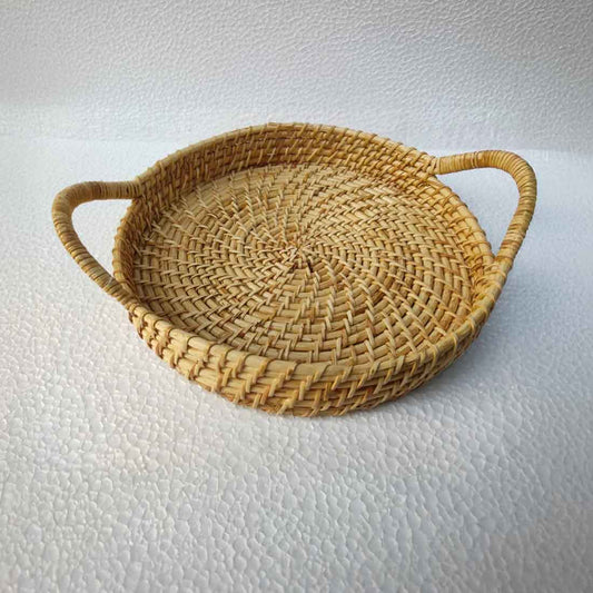 Cane Tray with Designer Handle - Handwoven Elegance