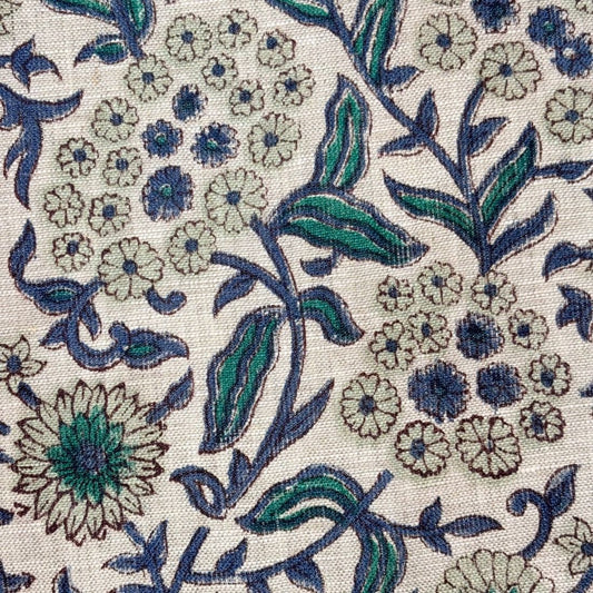Dhani Block Printed Linen Fabric