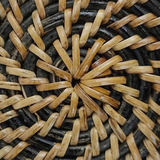 Aara Noir Cane Coaster - Round (4.5", Black Finish)