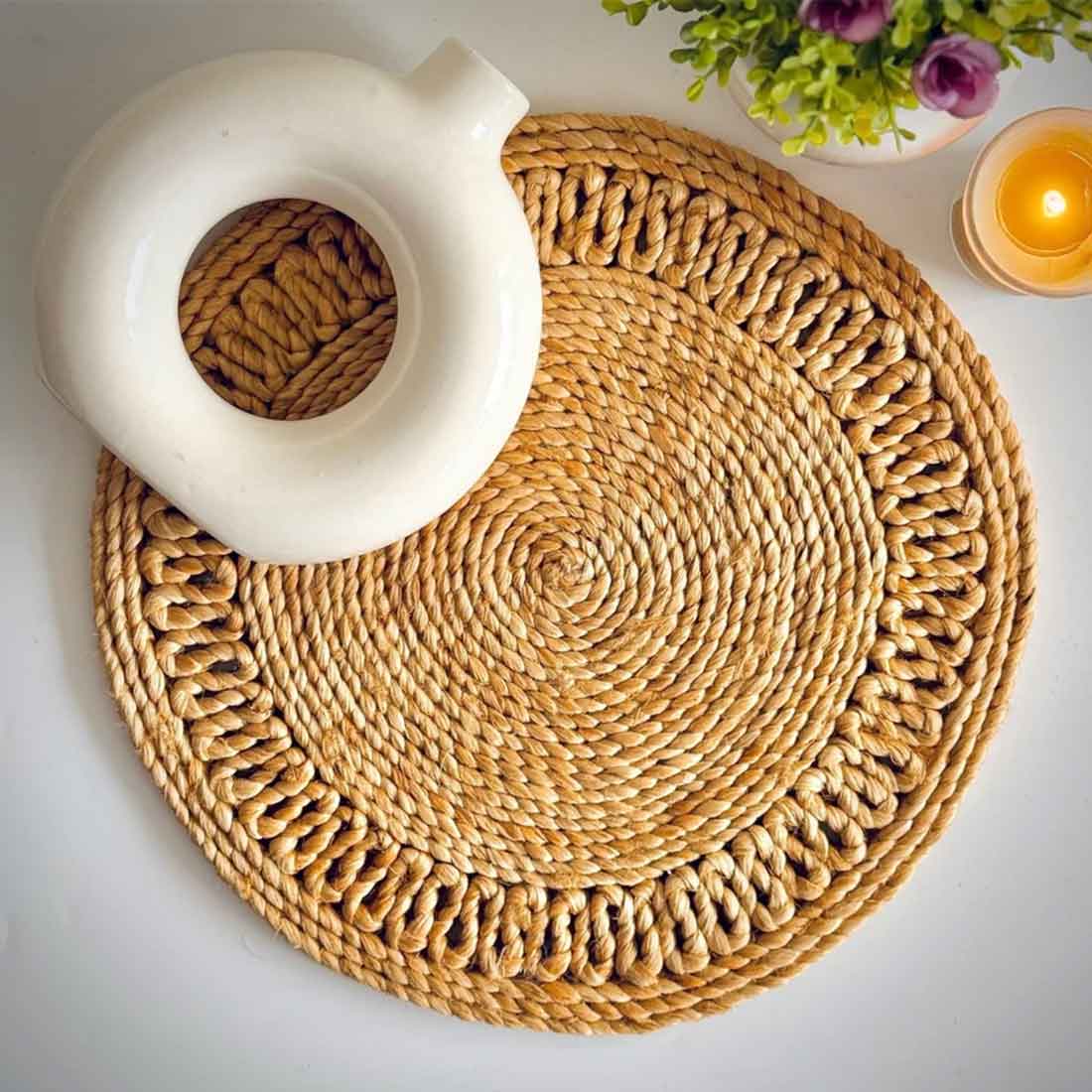 Rustic Round Jute Coasters - 6" Handwoven Table Elegance