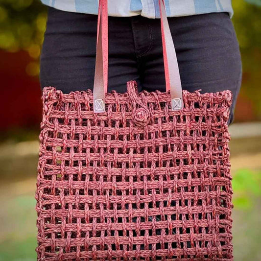 SauraWeave Sabai Grass Mesh Bag - Designer Handle Tote