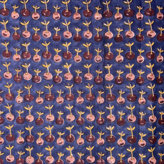 Neel Linen 58" Block-Printed Buti Upholstery Fabric