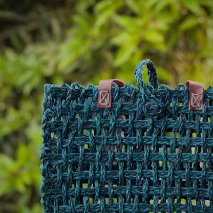 Neerja Sabai Tote - Handwoven Mesh Cane Bag in Teal
