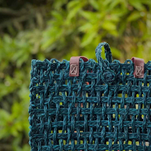 Neerja Sabai Tote - Handwoven Mesh Cane Bag in Teal