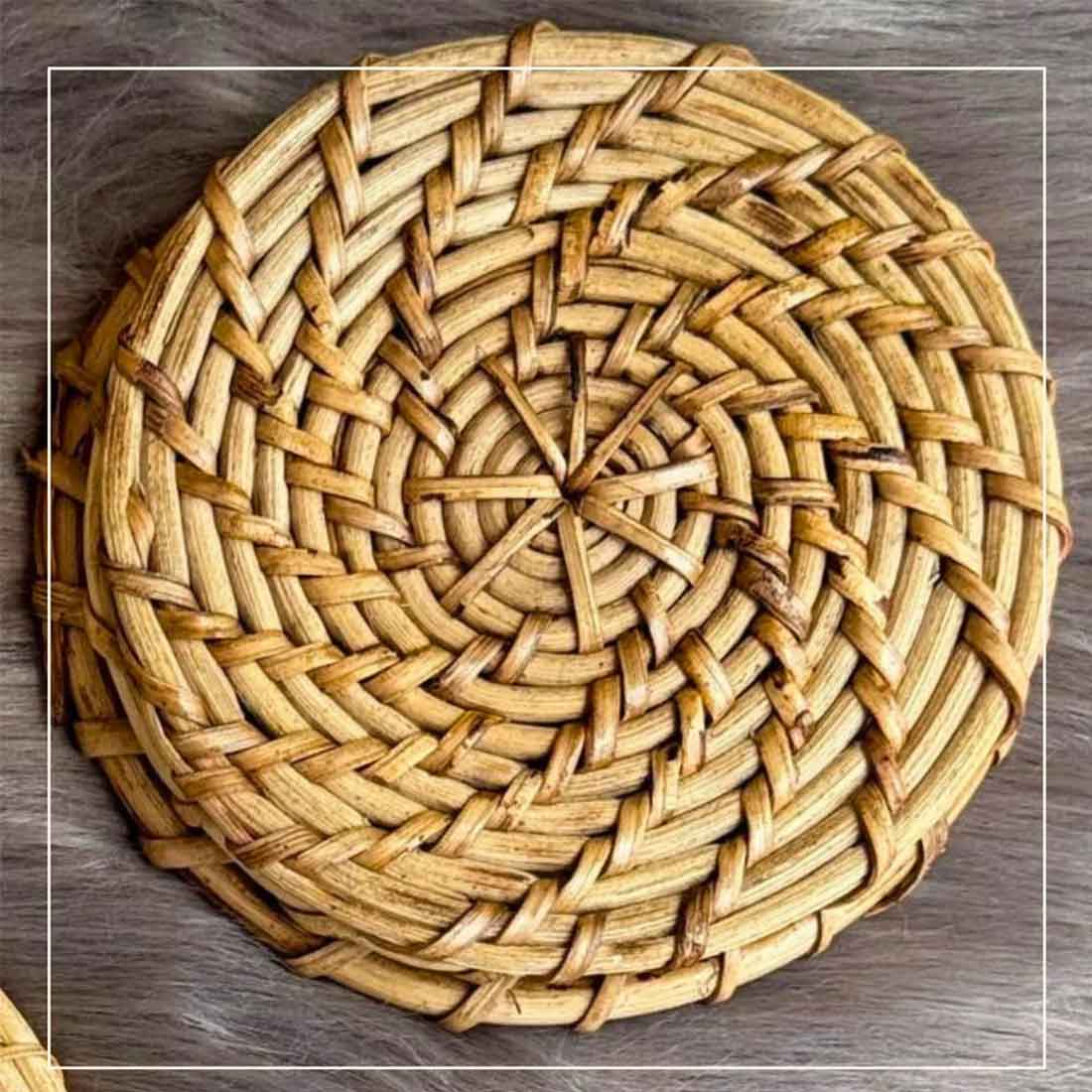 Aara Cane Coaster - Round Handwoven Design