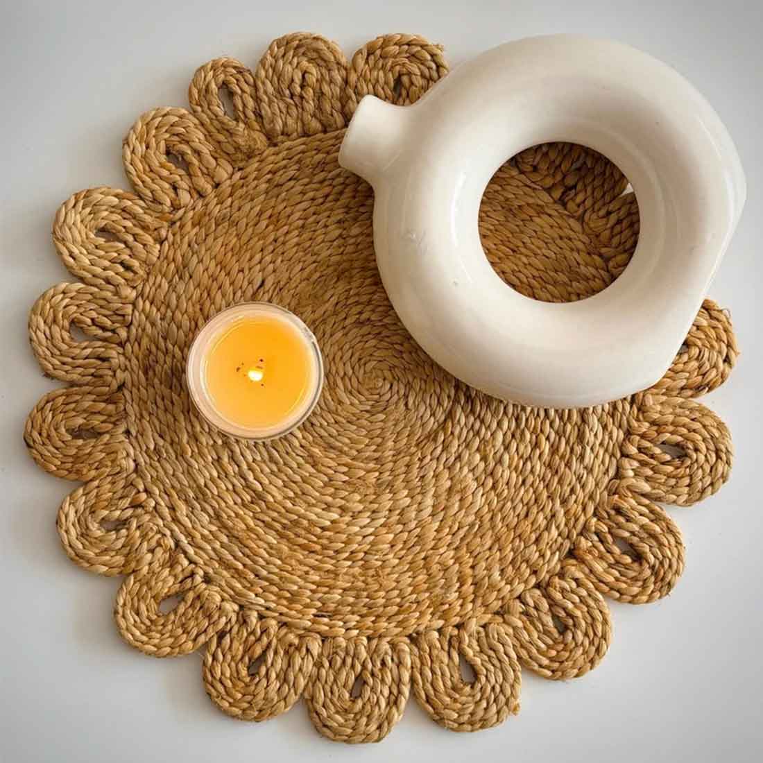 SunPetal Jute Coaster – 6" Handwoven Rustic Elegance