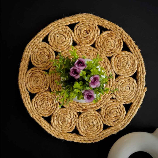 SunSpiral Jute Coaster – 6" Handwoven Boho Elegance