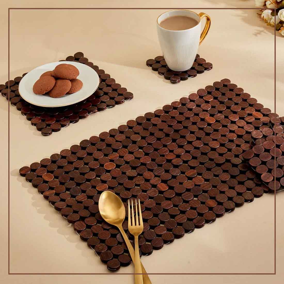 Bamboo Coaster Set - 6 pcs (Handwoven)