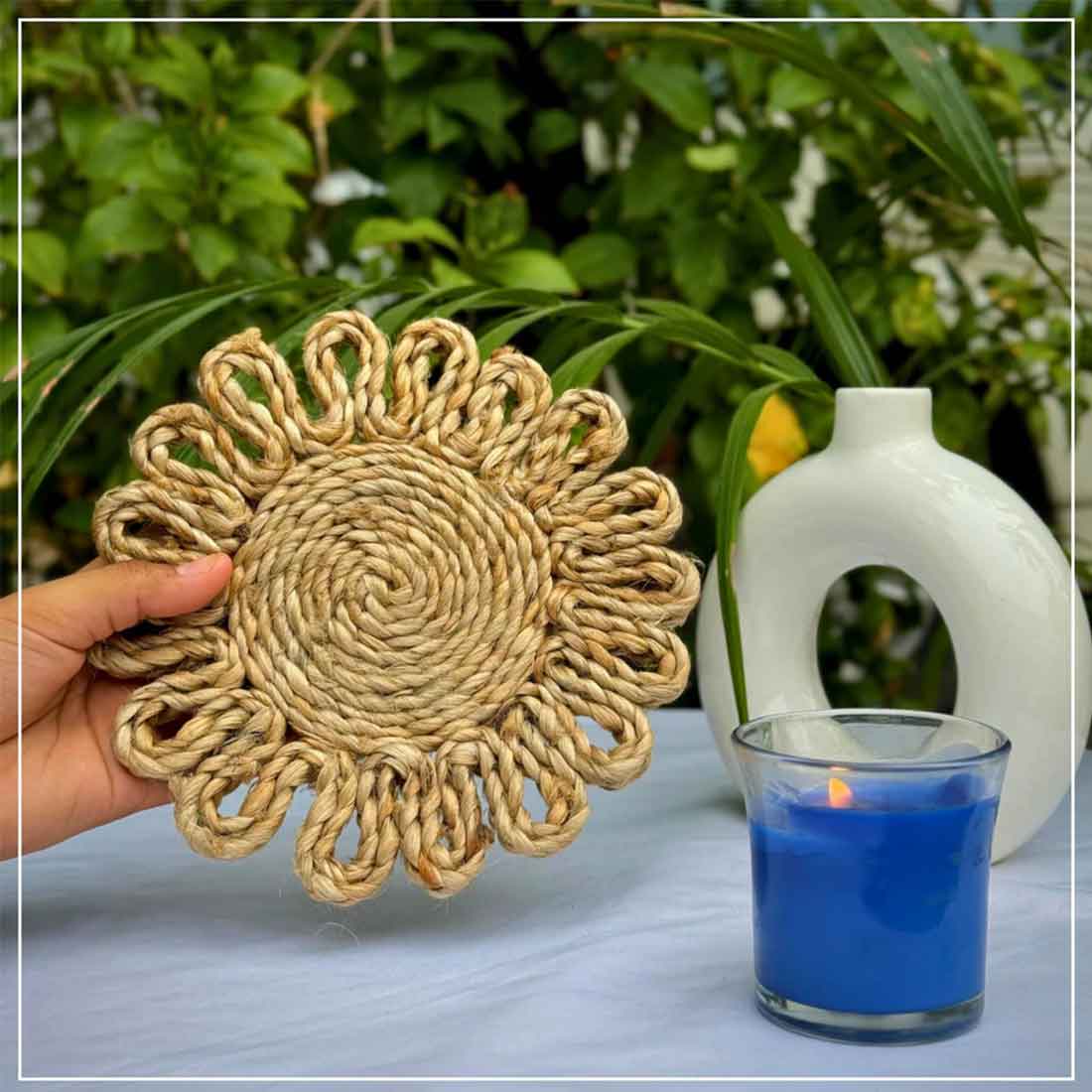 EarthTone Jute Coasters - 6" Handwoven Natural Beauty