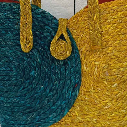 Aakriti Sabai Bag - Dual-Tone Spiral Weave Tote
